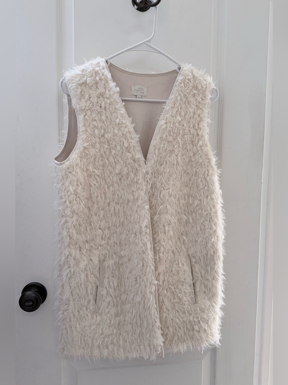 Sleeveless Faux Fur Vest in Cream - Women's Layering Vest